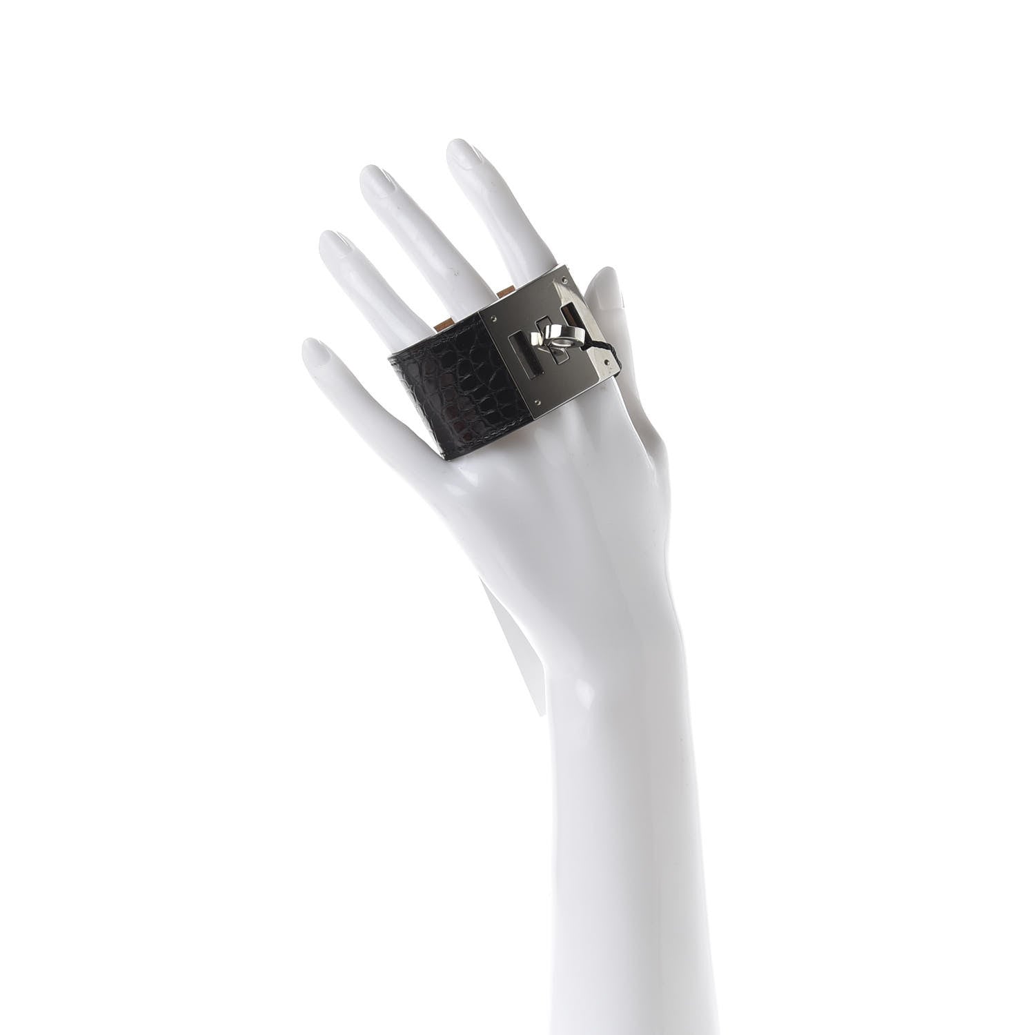 Hermes Matte Alligator Kelly Dog Cuff Black 2 of 6
