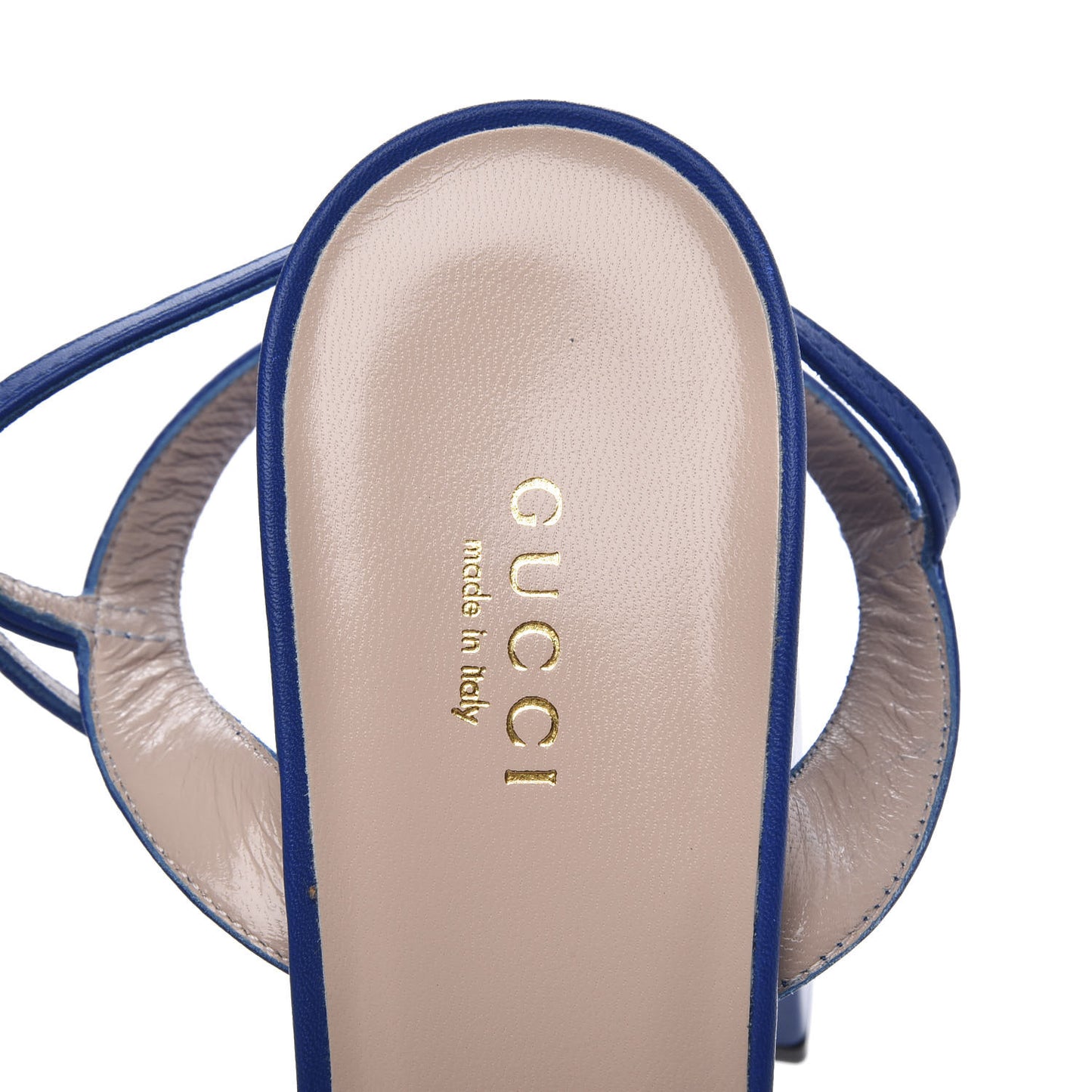 Calfskin GG Marmont Ankle Wrap 30/115mm Platform Sandals 40 Bright Blue