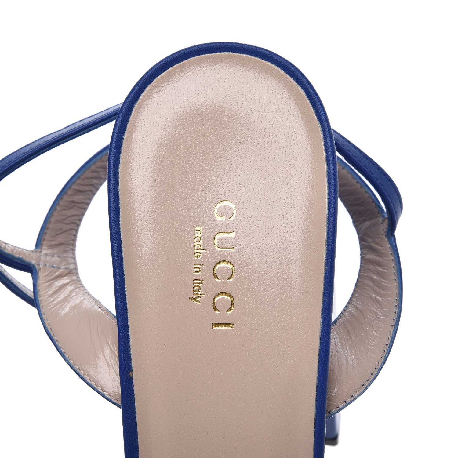 Gucci Calfskin GG Marmont Ankle Wrap 30/115mm Platform Sandals 40 Bright Blue 8 of 10