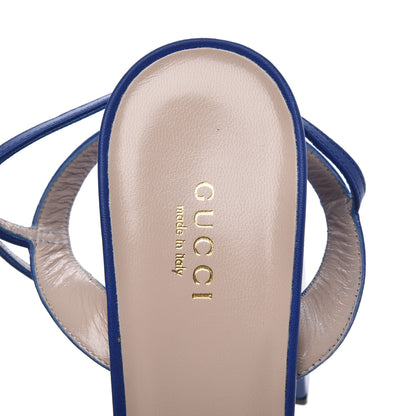 Gucci Calfskin GG Marmont Ankle Wrap 30/115mm Platform Sandals 40 Bright Blue 8 of 10