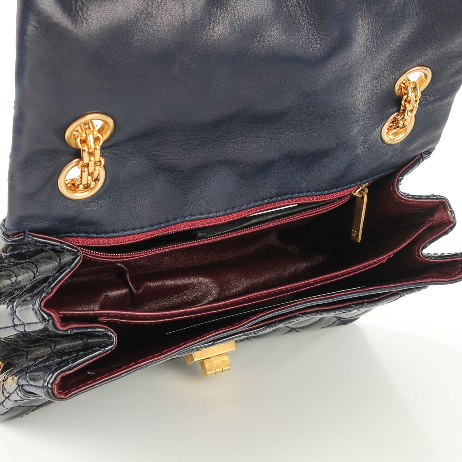 Chanel Patent Quilted Accordion Reissue 2.55 Flap Navy Blue 5 of 7