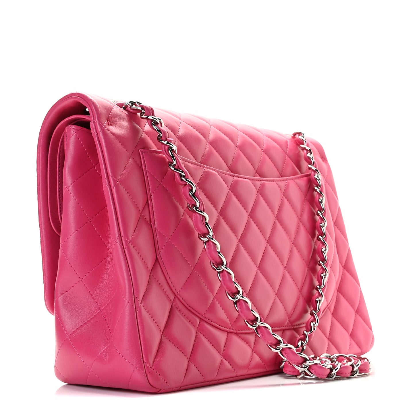 Lambskin Quilted Jumbo Double Flap Dark Pink