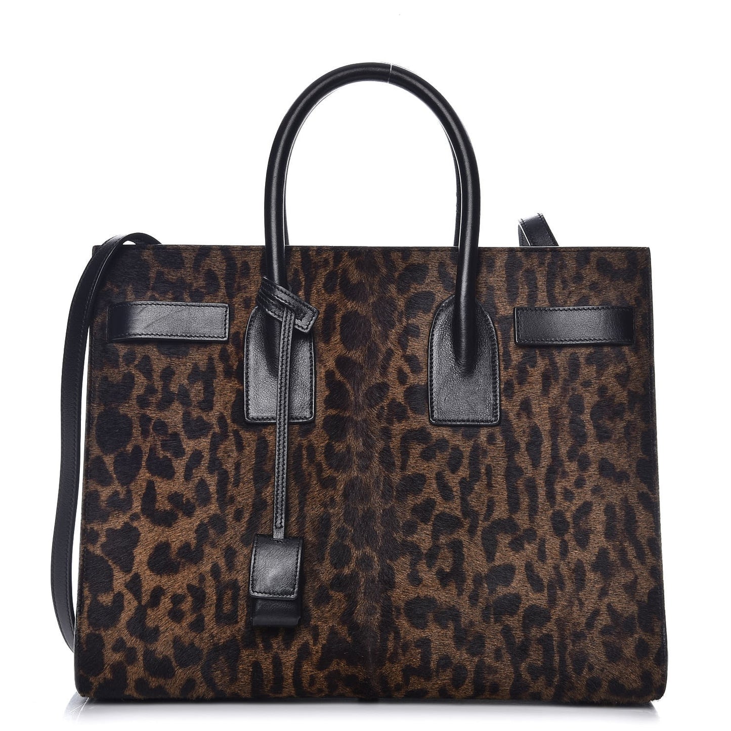 Calf Hair Leopard Print Small Sac De Jour Black