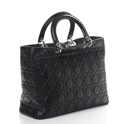 Christian Dior Lambskin Cannage Large Lady Dior Black 3 of 12