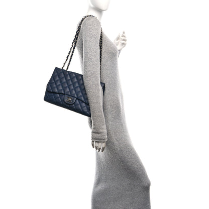 Chanel Lambskin Perforated Jumbo Double Flap Blue 2 of 11