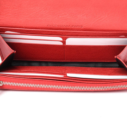Balenciaga Agneau Giant 12 Silver Hardware Money Wallet Rouge Coquelicot 5 of 9