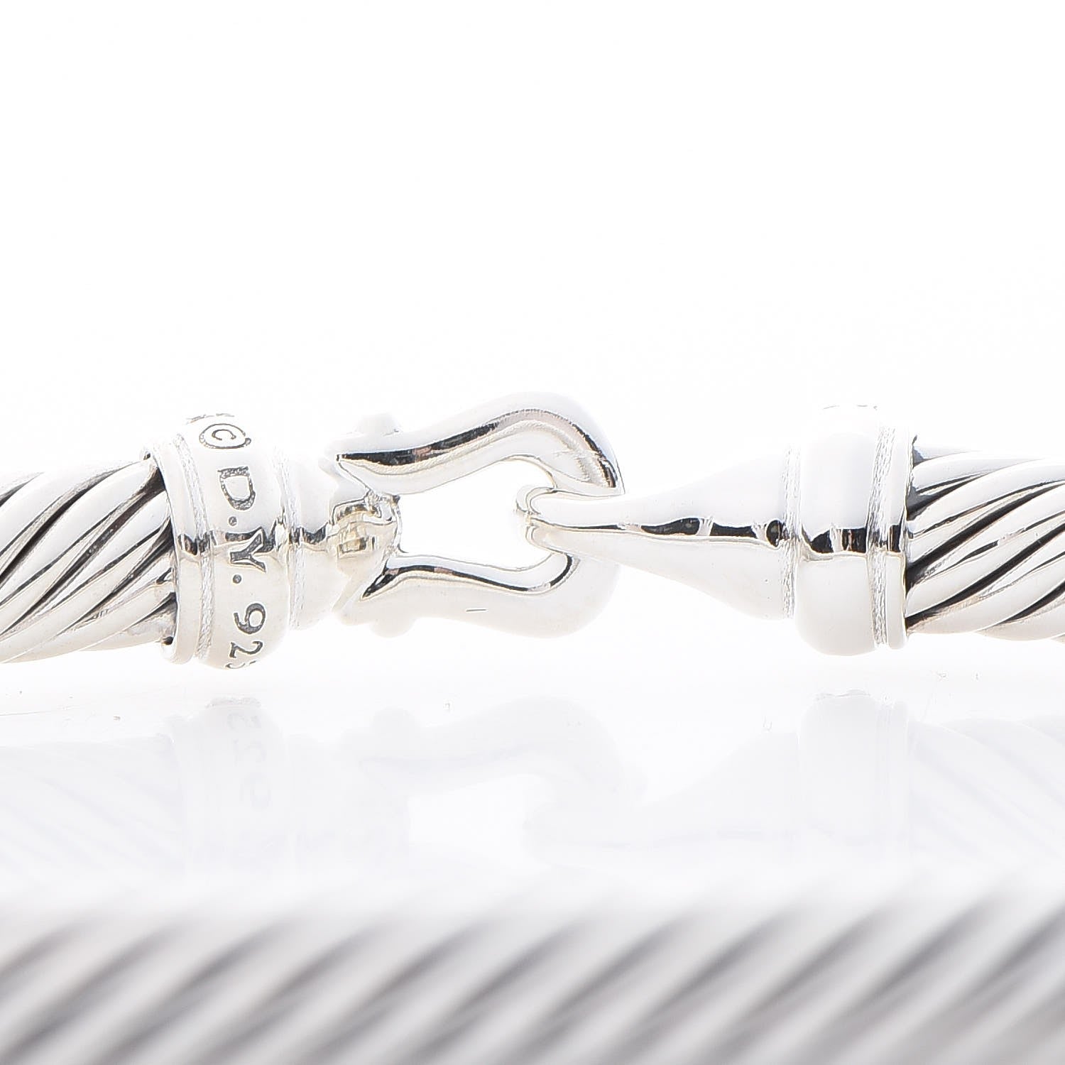 David Yurman Sterling Silver Diamond 5mm Cable Buckle Bracelet 4 of 4