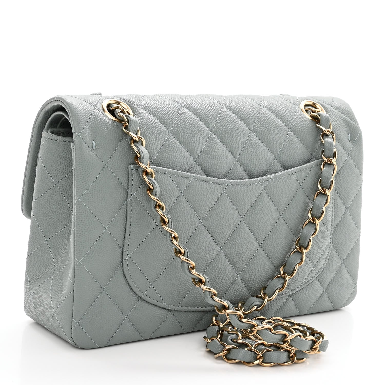 Chanel Caviar Quilted Small Double Flap Light Blue 3 of 10