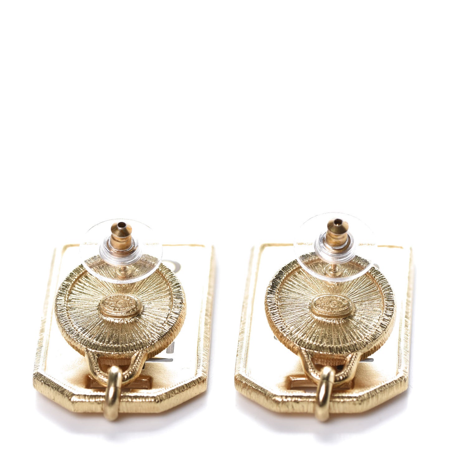 Pearl CC Tags Drop Earrings Gold