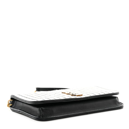 Saint Laurent Canvas Striped Phone Holder Crossbody Beige Black 4 of 10