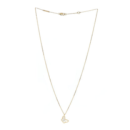 Van Cleef & Arpels 18K Yellow Gold Mother of Pearl Sweet Alhambra Butterfly Pendant Necklace 3 of 5