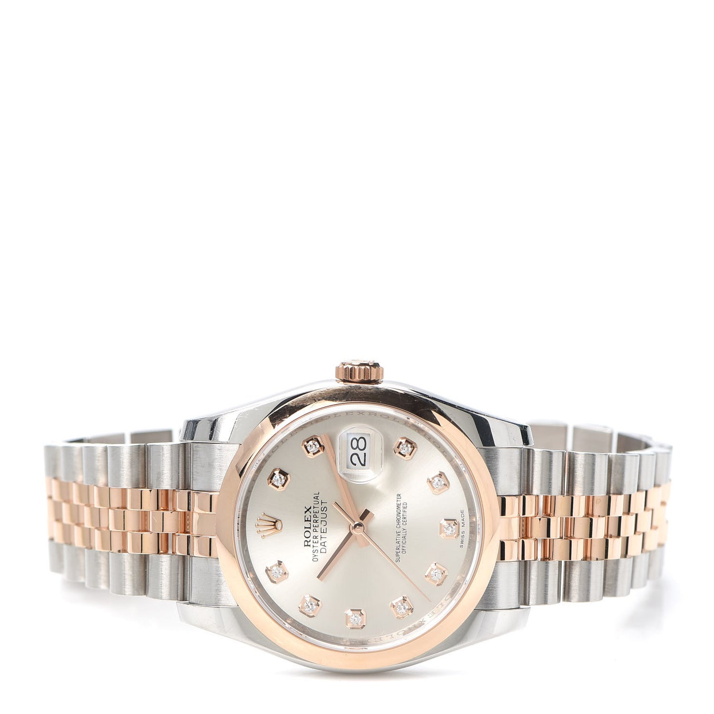 Stainless Steel 18K Everose Gold Diamond 36mm Oyster Perpetual Datejust Watch Silver 116201