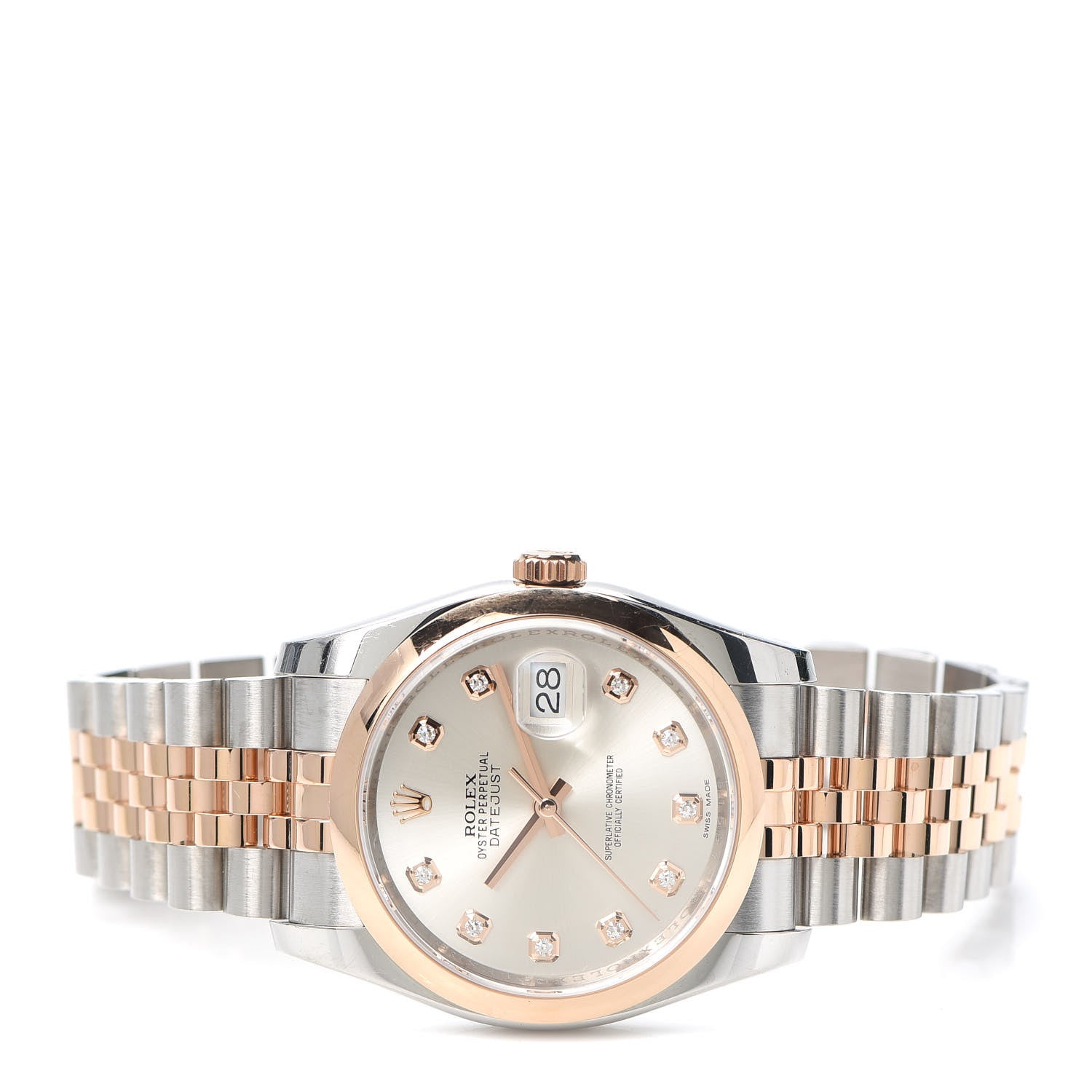 Rolex Stainless Steel 18K Everose Gold Diamond 36mm Oyster Perpetual Datejust Watch Silver 116201 2 of 5