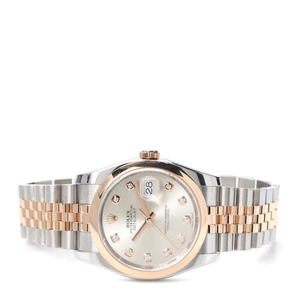 Rolex Stainless Steel 18K Everose Gold Diamond 36mm Oyster Perpetual Datejust Watch Silver 116201 2 of 5