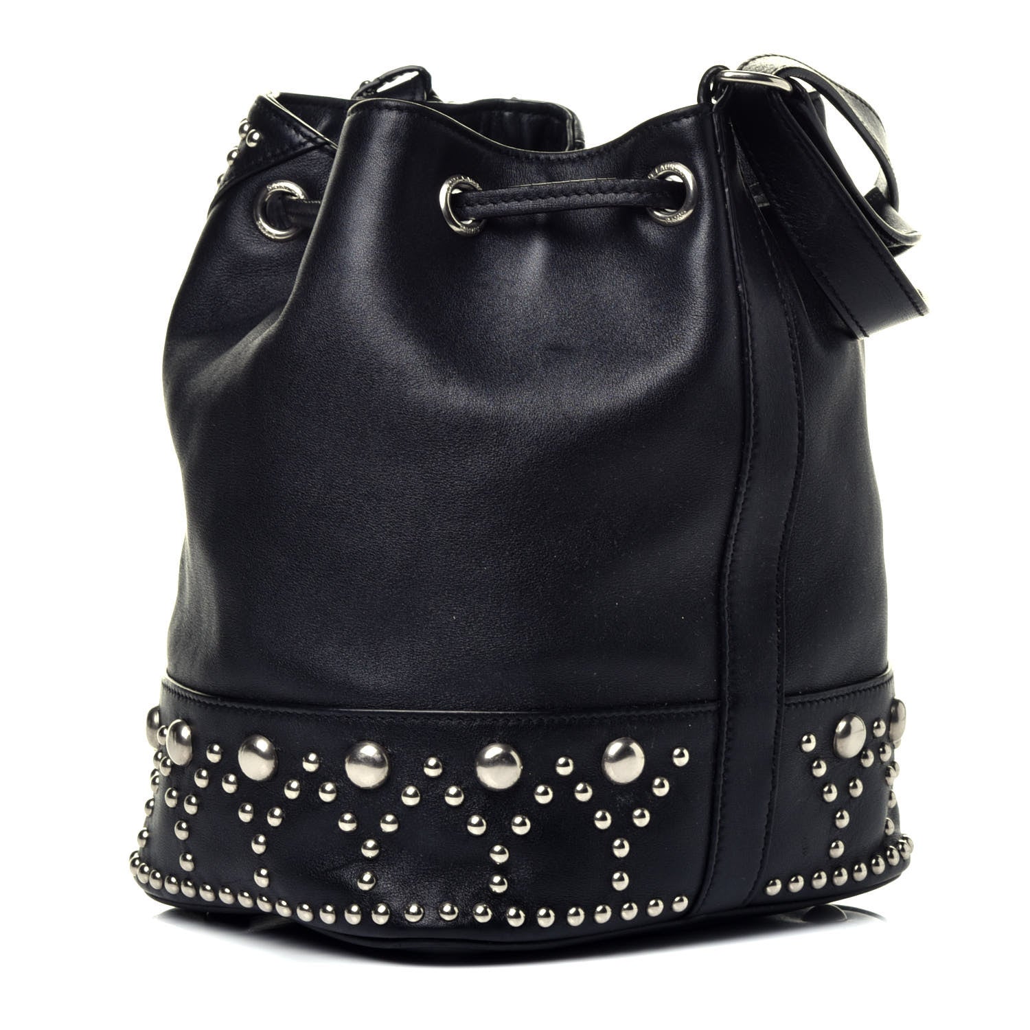 Saint Laurent Calfskin Small Y Studs Bucket Bag Black 3 of 9