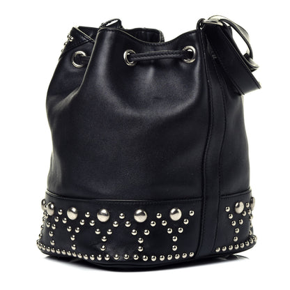 Saint Laurent Calfskin Small Y Studs Bucket Bag Black 3 of 9