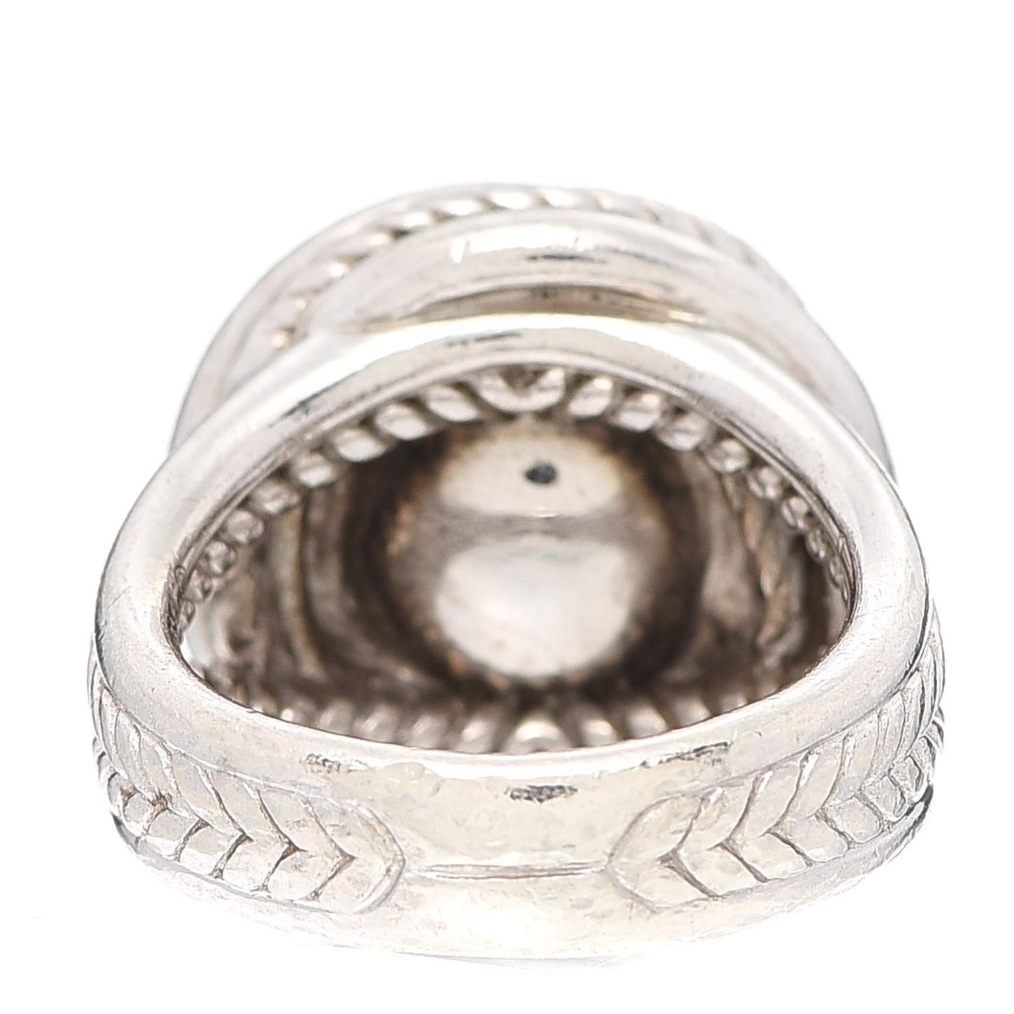 Sterling Silver Diamond Pearl 10mm Crossover Ring 54 6.75