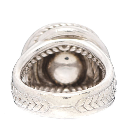 David Yurman Sterling Silver Diamond Pearl 10mm Crossover Ring 54 6.75 4 of 5