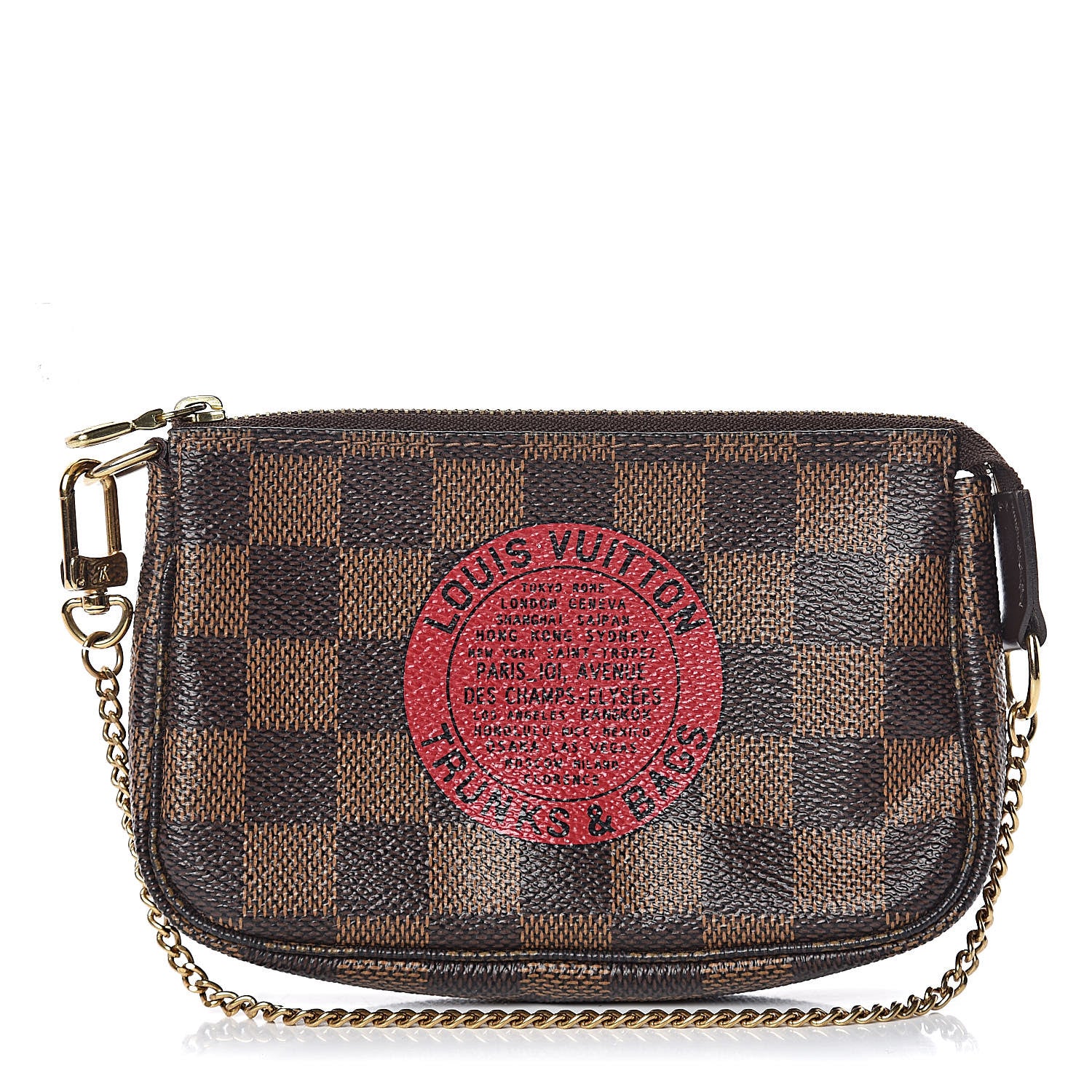 Louis Vuitton Damier Ebene Complice Trunks and Bags Mini Pochette Accessories Red 1 of 8