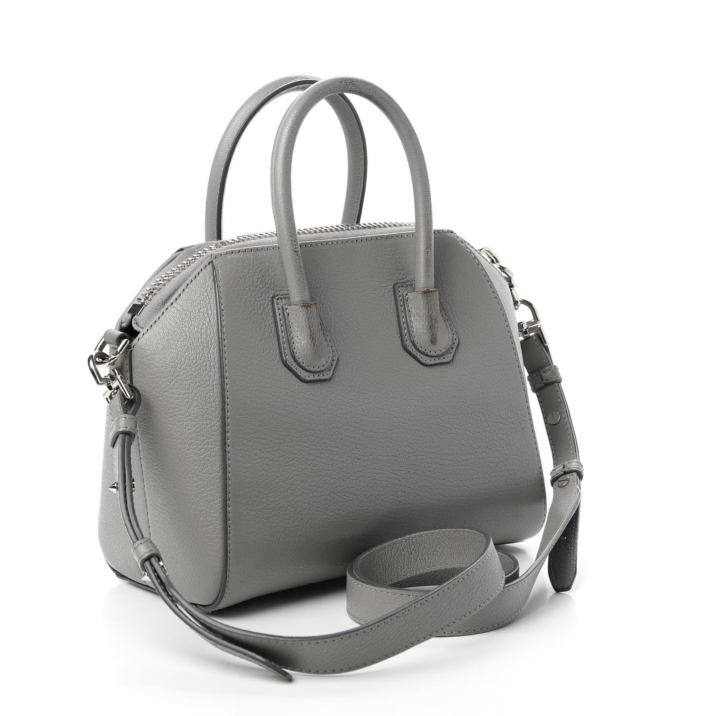 Sugar Goatskin Mini Antigona Pearl Grey
