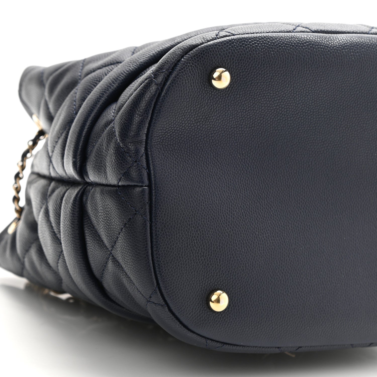 Chanel Caviar Quilted Rolled Up Bucket Drawstring Bag Navy 9 of 12