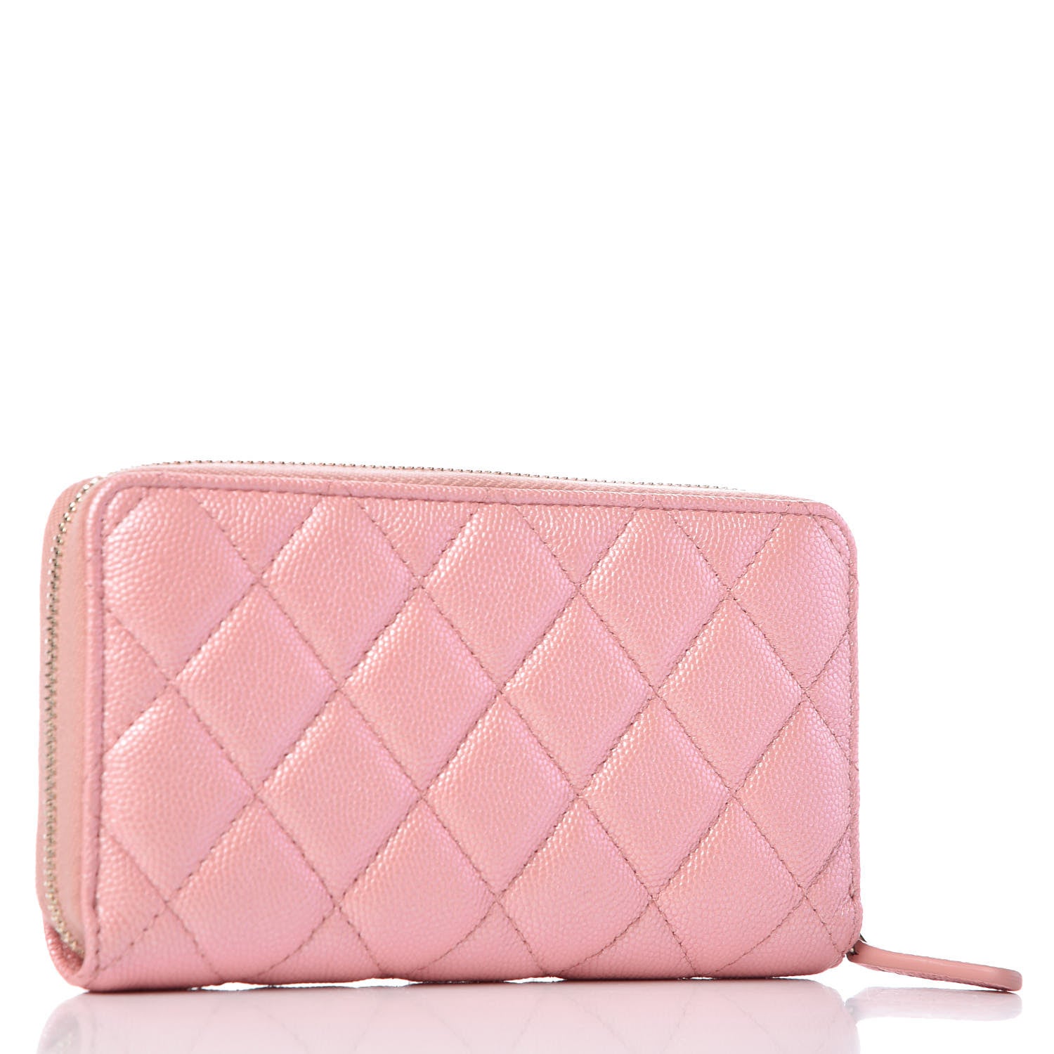 Chanel Iridescent Caviar Quilted Medium Zip Around Wallet Pink 3 of 9
