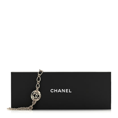 Chanel Metal Pearl Chain CC Paris Pendant Long Necklace Light Gold 6 of 6