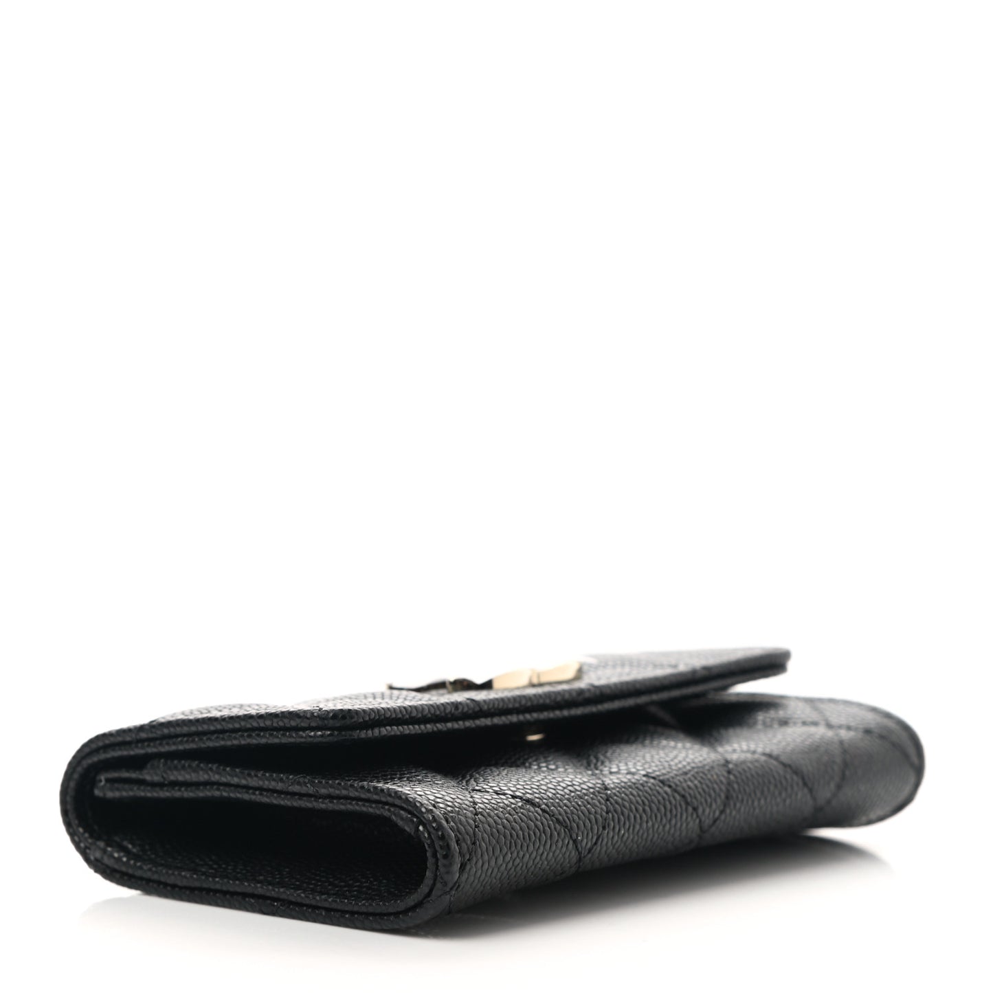 Caviar Quilted Striated CC Flap Card Holder Black
