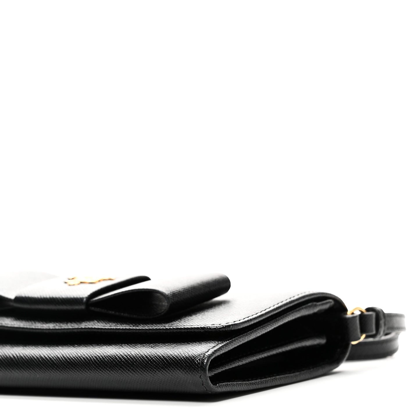 Saffiano Bow Flap Wallet Black