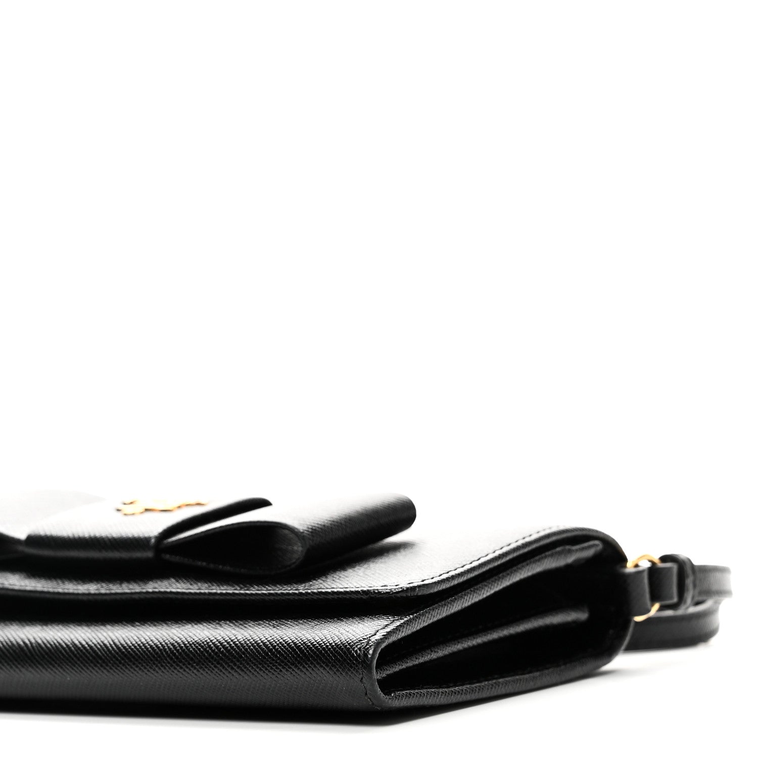Prada Saffiano Bow Flap Wallet Black 9 of 10
