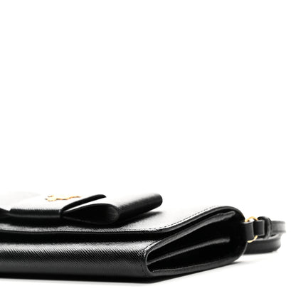 Prada Saffiano Bow Flap Wallet Black 9 of 10