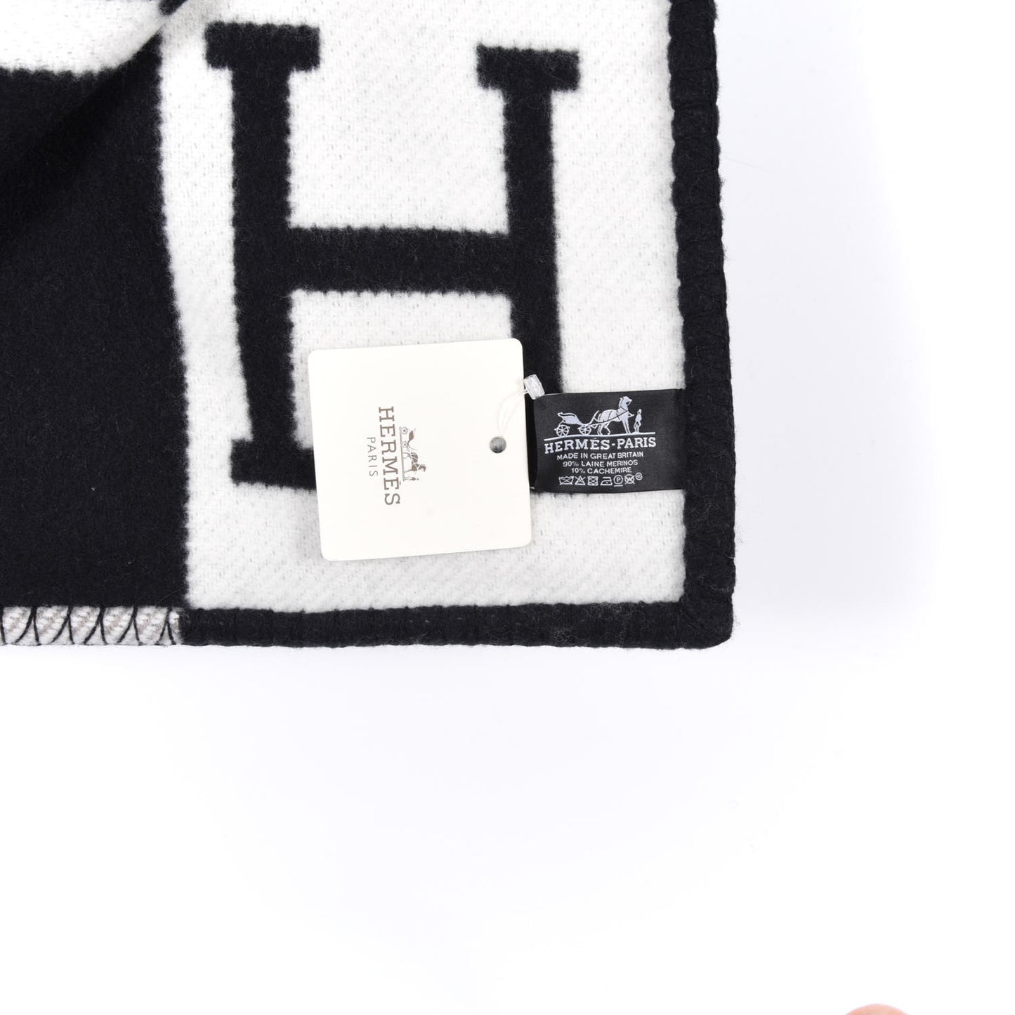 Wool Cashmere Avalon III Blanket Ecru Black
