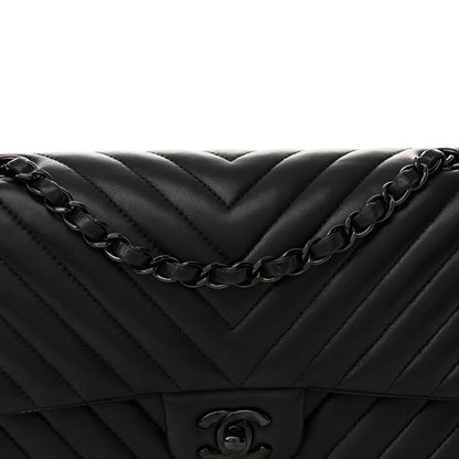 Chanel Lambskin Chevron Quilted Medium Double Flap So Black 8 of 13