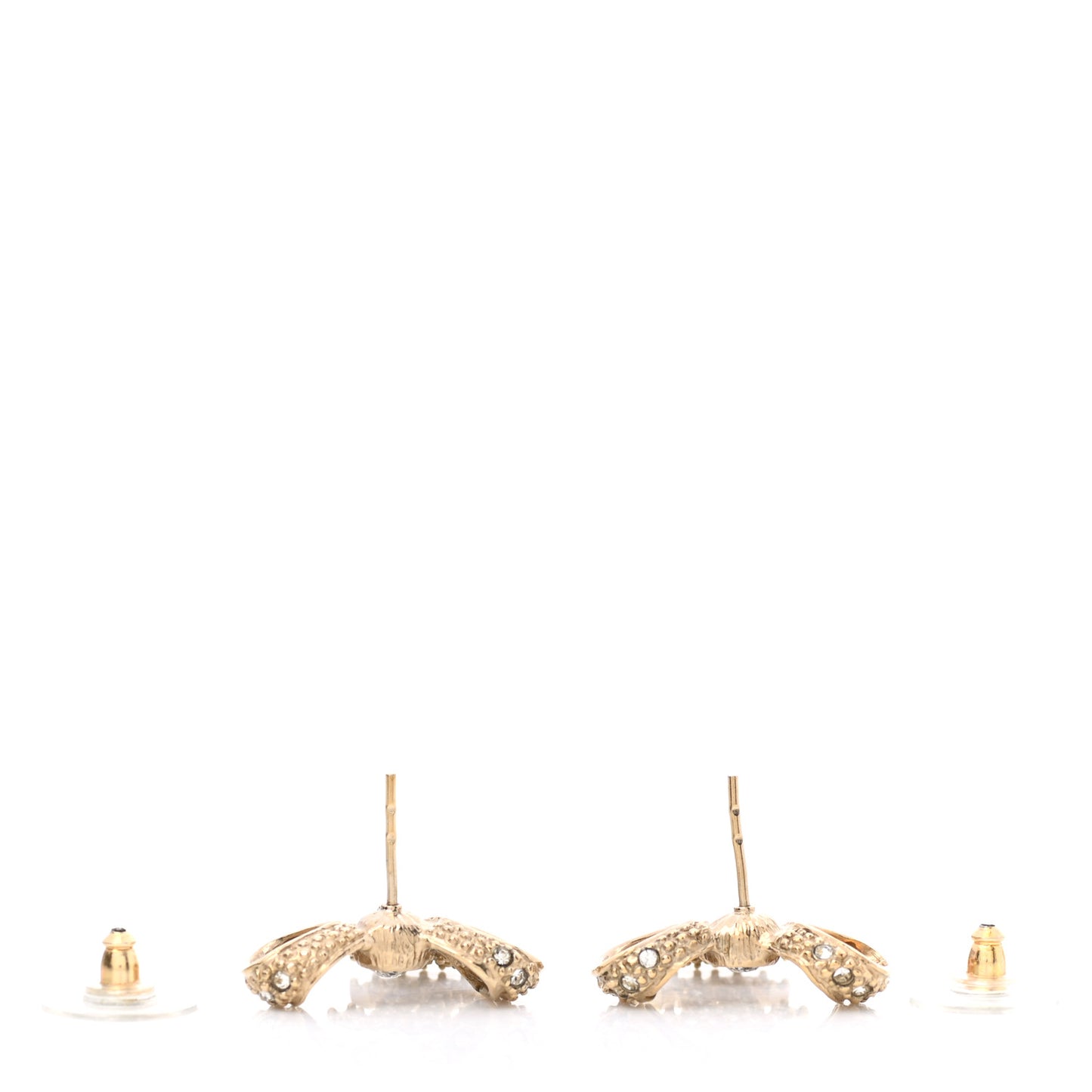 Crystal CC Bow Drop Earrings Gold