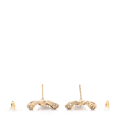 Chanel Crystal CC Bow Drop Earrings Gold 3 of 5