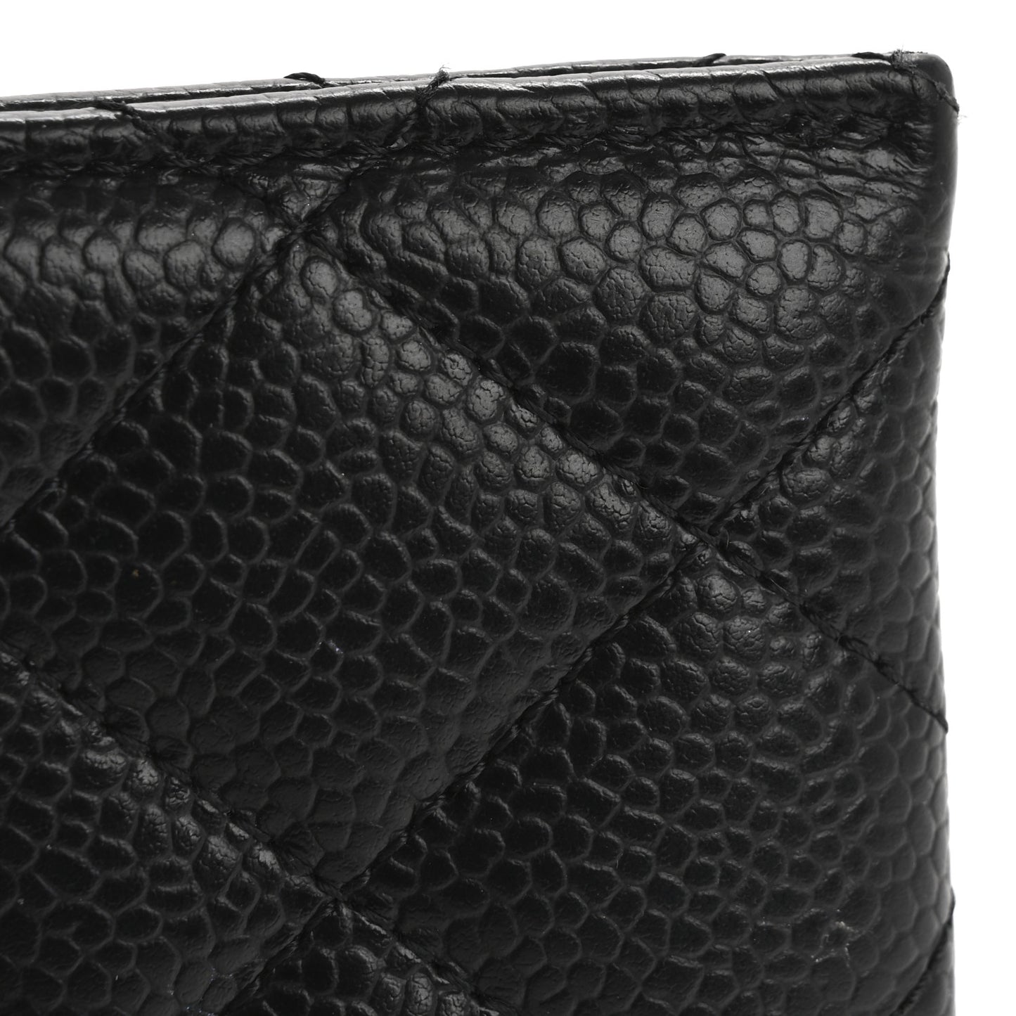 Caviar Quilted Card Holder Black