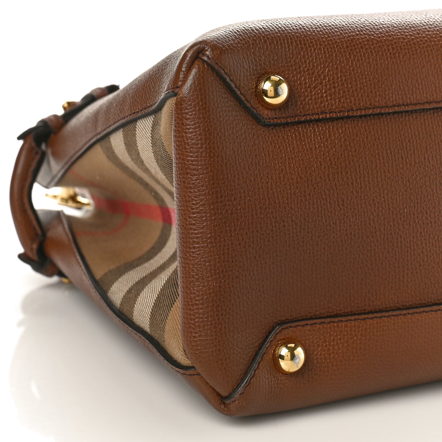 Grainy Calfskin House Check Large Banner Tote Tan