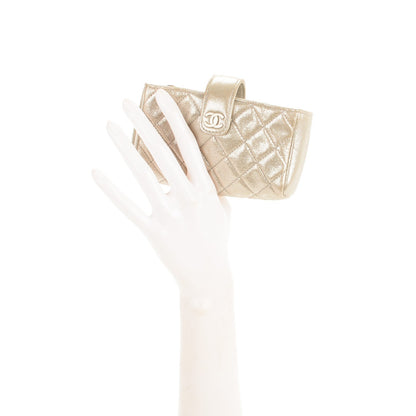 Chanel Iridescent Calfskin Quilted Mini Phone Holder Clutch Silver 2 of 8