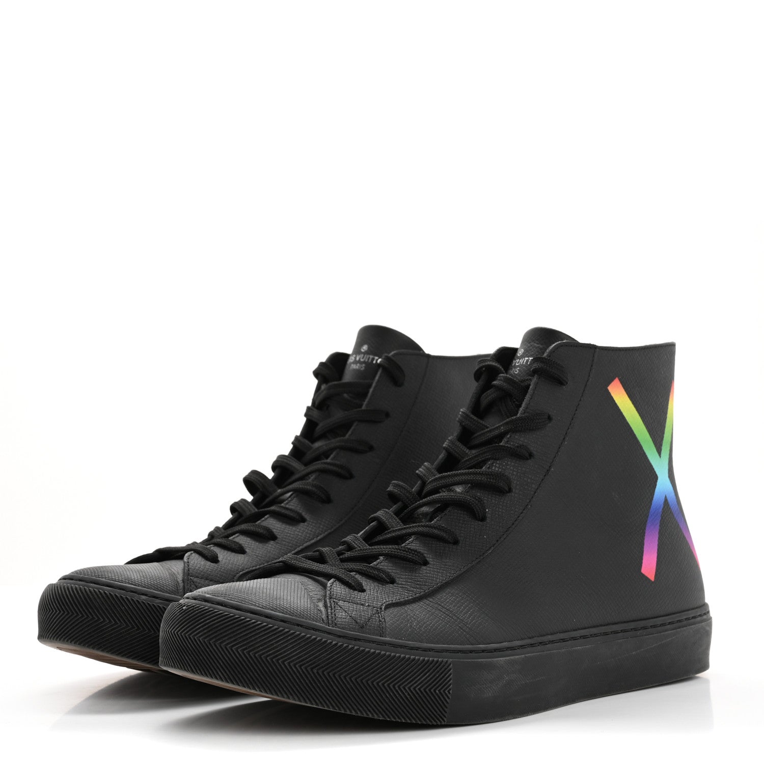 Louis Vuitton Calfskin LV Tattoo Sneaker Boots 8 Black 4 of 14