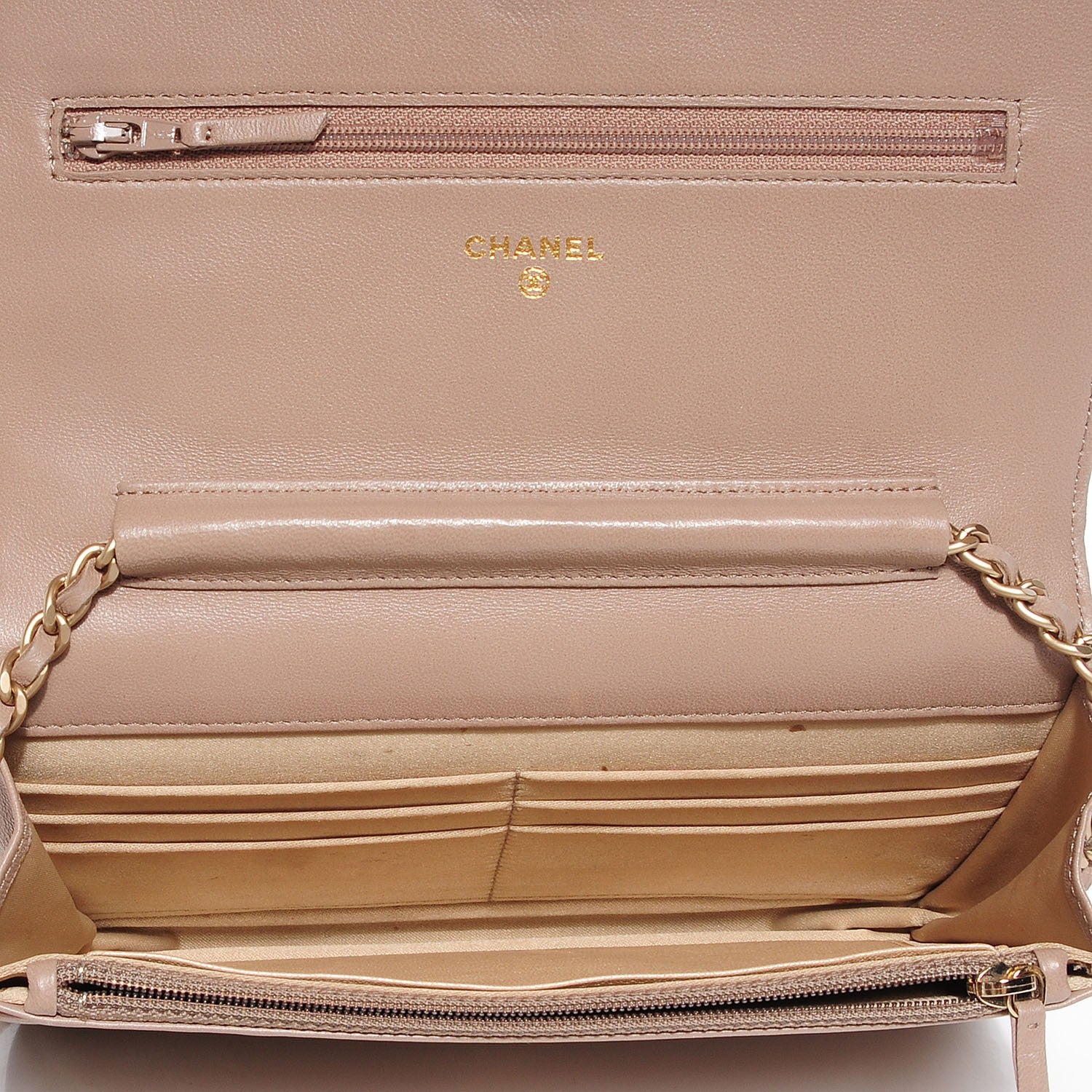 Chanel Lambskin Camellia Wallet on Chain Beige 6 of 8