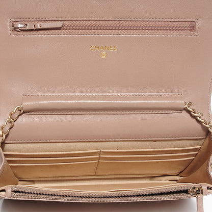 Chanel Lambskin Camellia Wallet on Chain Beige 6 of 8
