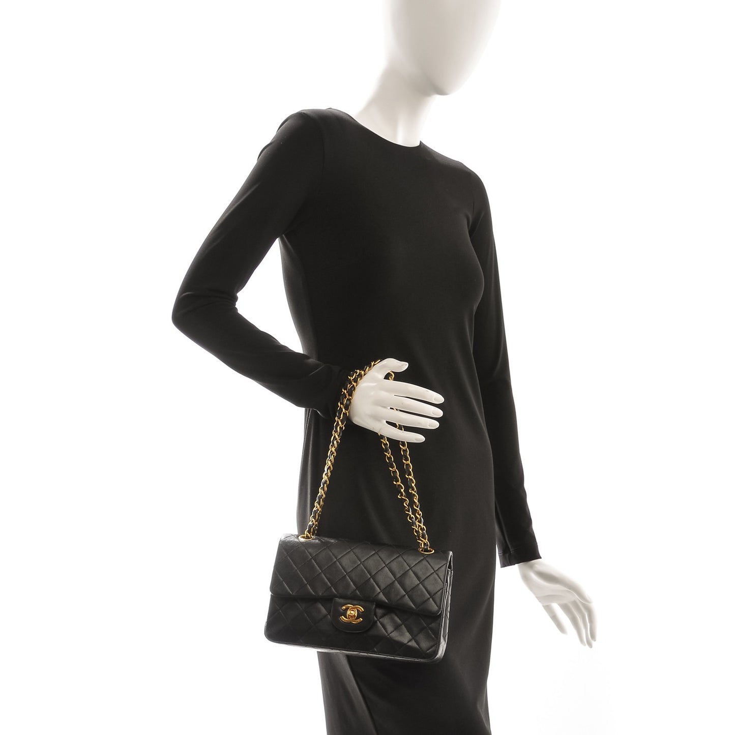 Lambskin Quilted Small Double Flap Black