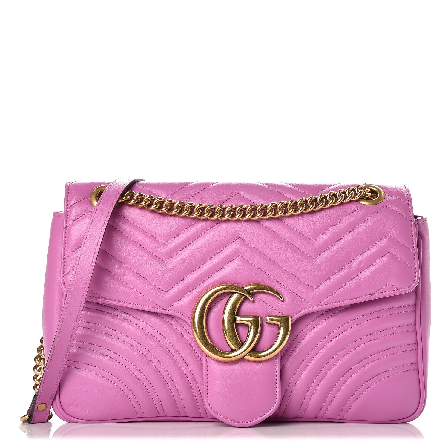 Gucci Calfskin Matelasse Medium GG Marmont Shoulder Bag Candy Mousse 1 of 10