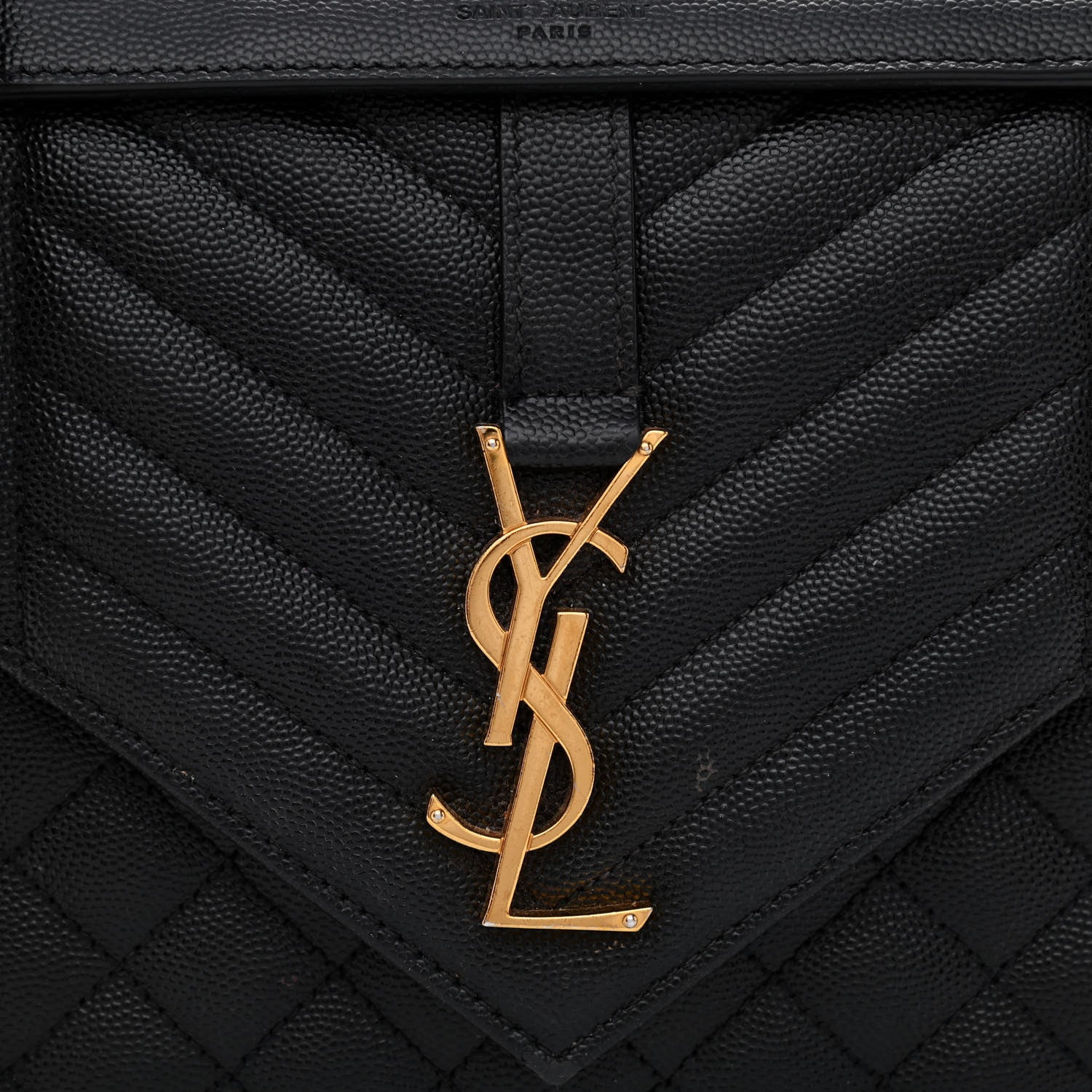 Saint Laurent Grain De Poudre Textured Mixed Matelasse Triquilt Medium Monogram Satchel Black 8 of 15