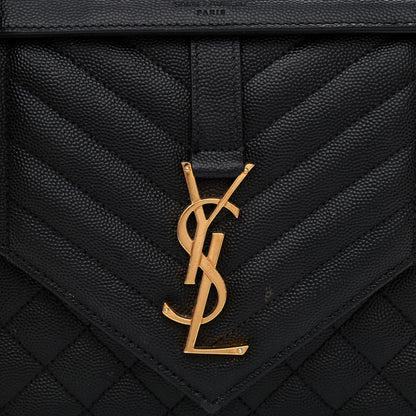 Saint Laurent Grain De Poudre Textured Mixed Matelasse Triquilt Medium Monogram Satchel Black 8 of 15