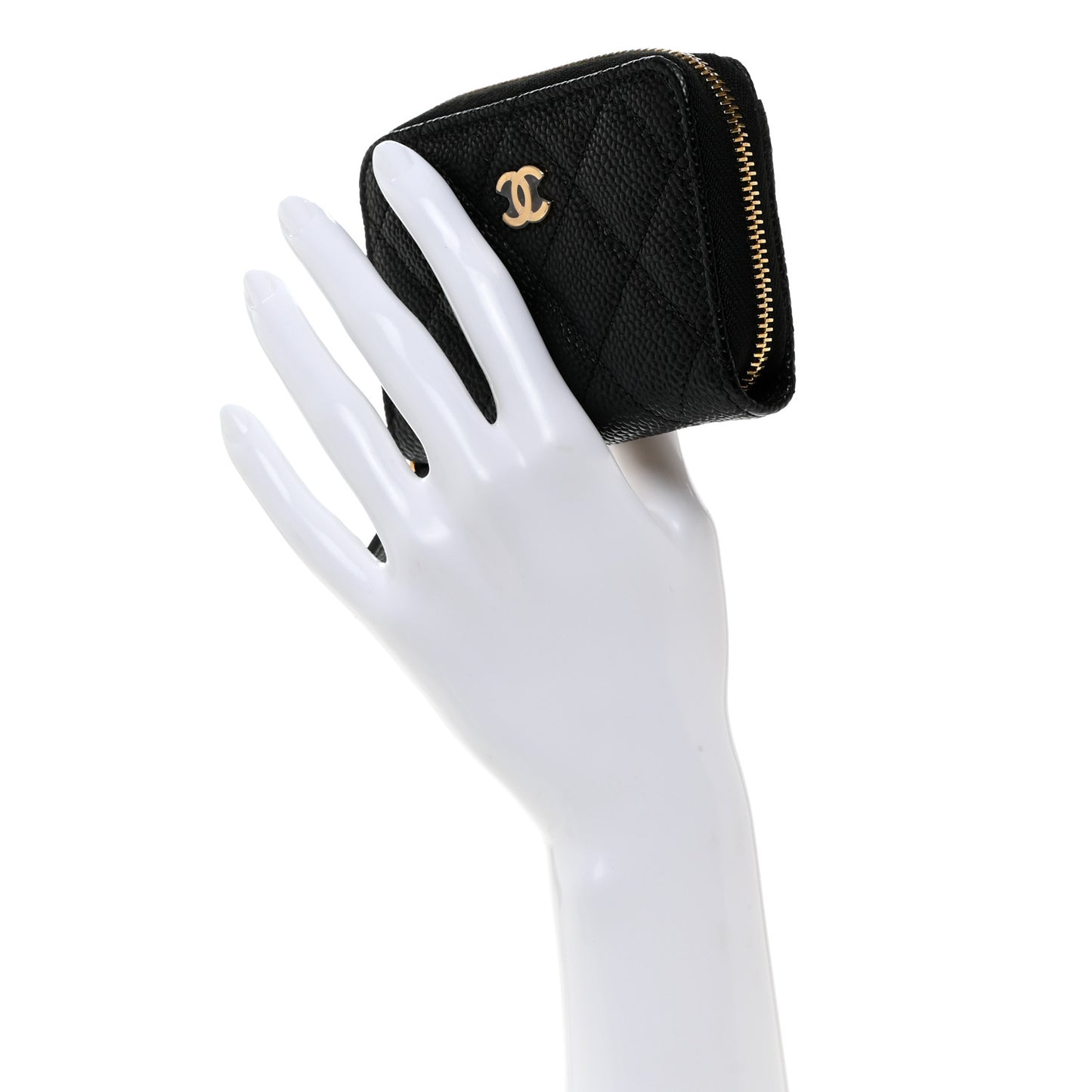 Caviar Quilted Zip Coin Purse Black