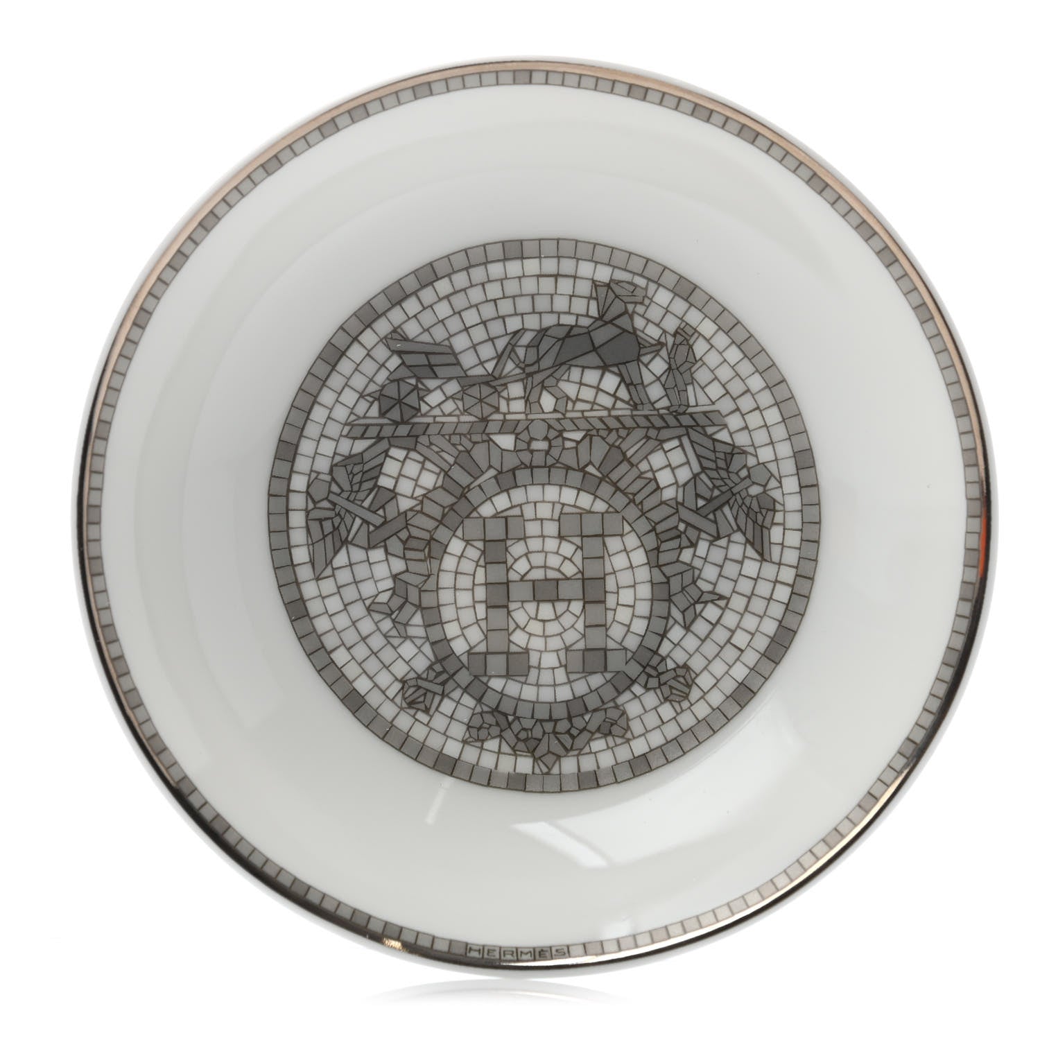 Hermes Porcelain Mosaique au 24 Soy Dish Platine 1 of 4