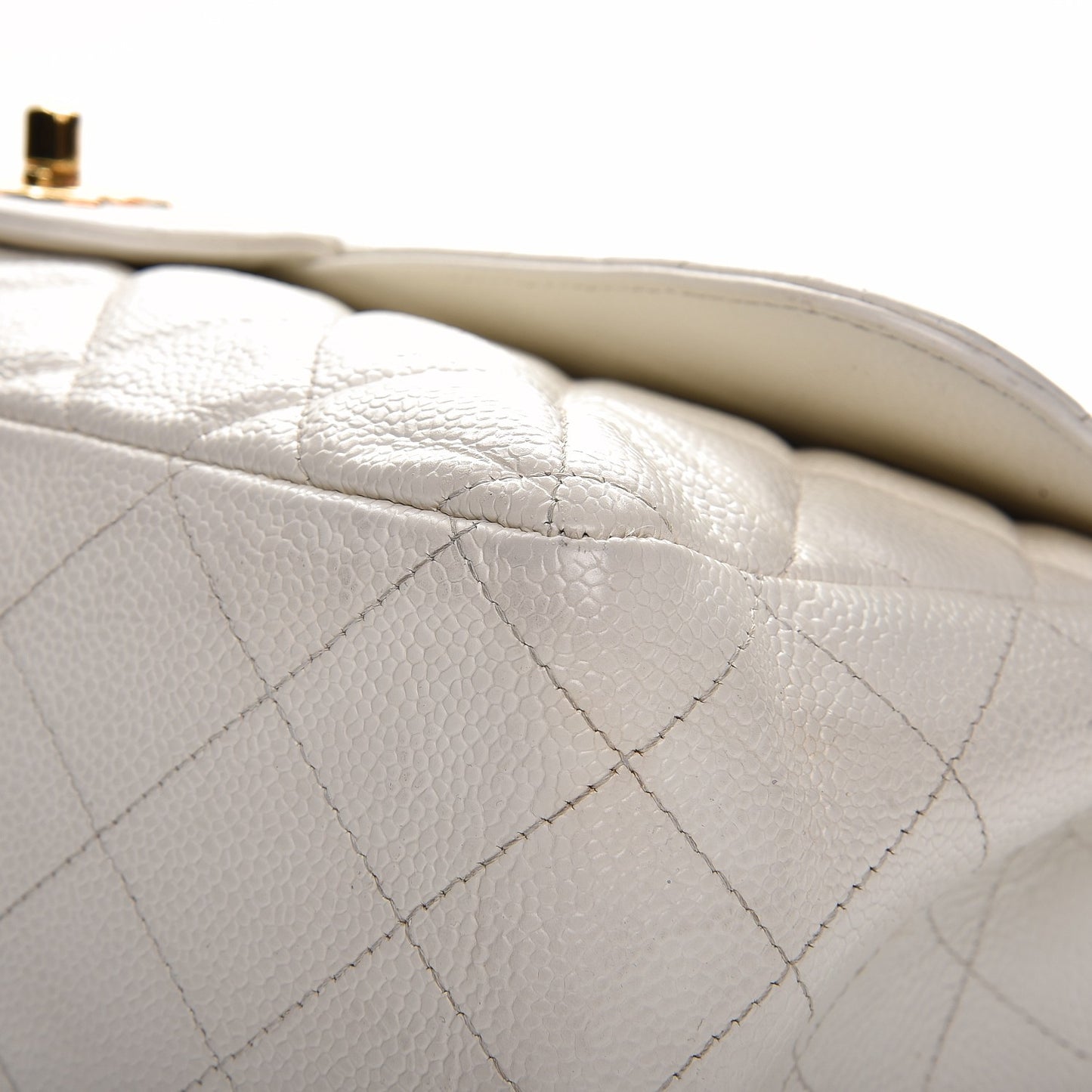 Caviar Quilted Jumbo Single Flap White