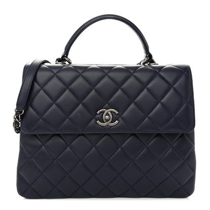 Chanel Lambskin Quilted Large Trendy CC Flap Dual Handle Bag Navy Blue 1 of 11
