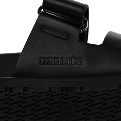 Hermes Calfskin Mens Chypre Sandals 41 Black 8 of 12